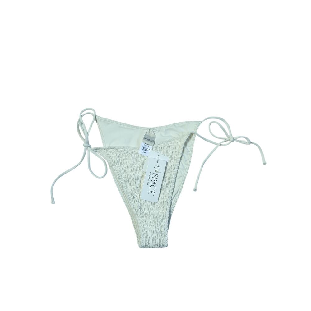 L*SPACE Aubree Bikini Bottom Cream Bitsy Cut Side Tie Ruched Swim M NWT